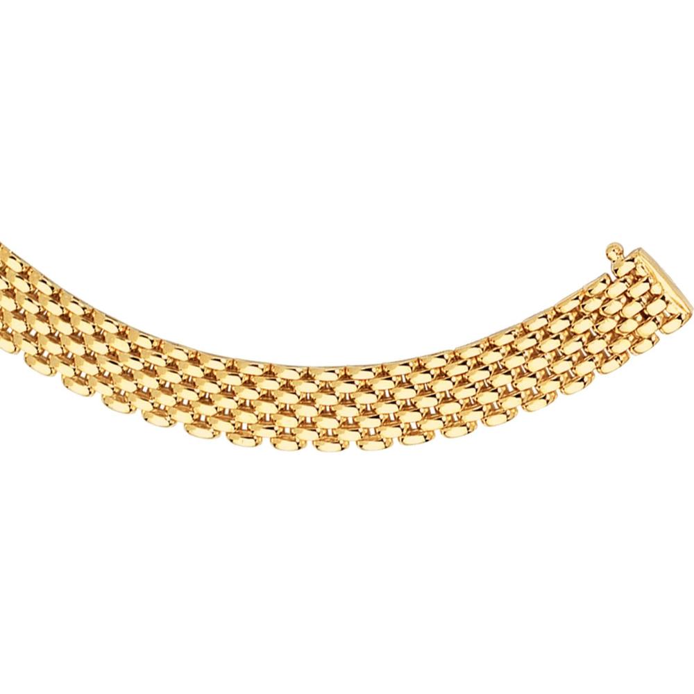 14K Yellow Gold 9mm Panther Chain Necklace - 17" Polished Fancy Link by Orozza Fine Jewelry