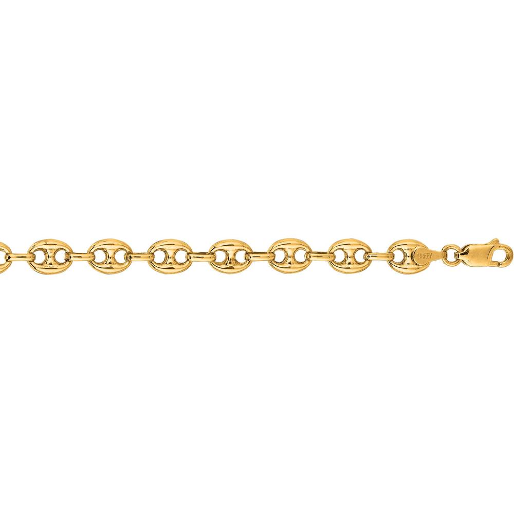 14K Yellow Gold 9mm Puffed Mariner Chain Necklace with Lobster Clasp - 24" by Orozza Fine Jewelry