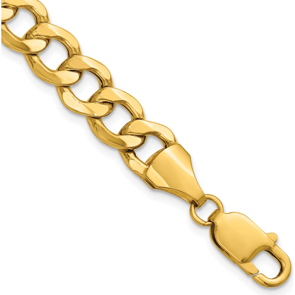 14K Yellow Gold 9mm Semi-Solid Curb Bracelet with Lobster Clasp - 8" Length by Oro Pregiato