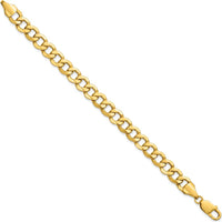 14K Yellow Gold 9mm Semi-Solid Curb Bracelet with Lobster Clasp - 8" Length by Oro Pregiato