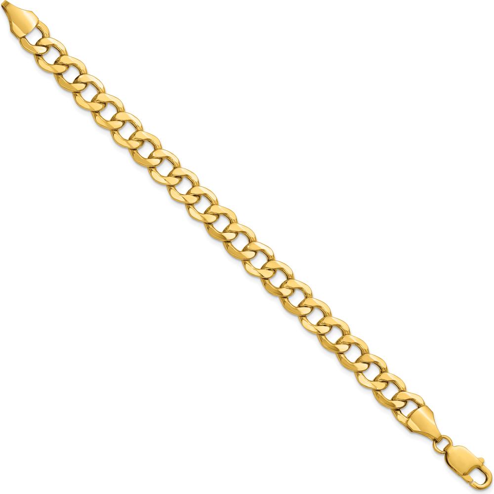 14K Yellow Gold 9mm Semi-Solid Curb Bracelet with Lobster Clasp - 8" Length by Oro Pregiato
