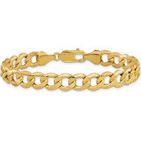 14K Yellow Gold 9mm Semi-Solid Curb Bracelet with Lobster Clasp - 8" Length by Oro Pregiato