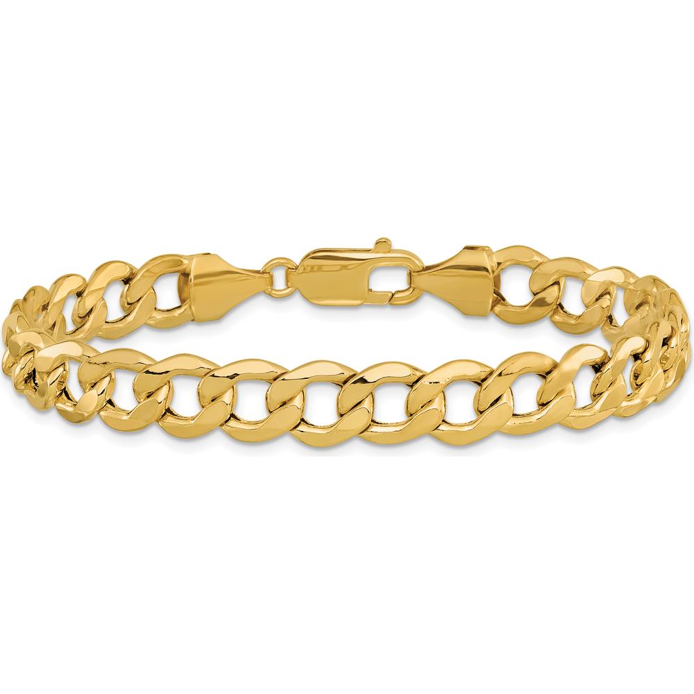 14K Yellow Gold 9mm Semi-Solid Curb Bracelet with Lobster Clasp - 8" Length by Oro Pregiato