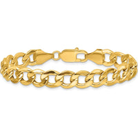 14K Yellow Gold 9mm Semi-Solid Curb Bracelet with Lobster Clasp - 8" Length by Oro Pregiato