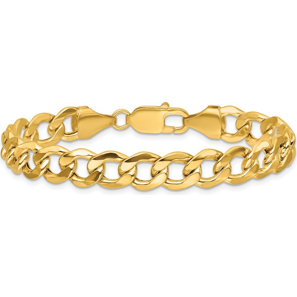 14K Yellow Gold 9mm Semi-Solid Curb Bracelet with Lobster Clasp - 8" Length by Oro Pregiato