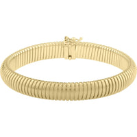 14K Yellow Gold 9mm Tubogas Bracelet with Box and Figure-8 Clasp - 7.25" by Orozza Fine Jewelry