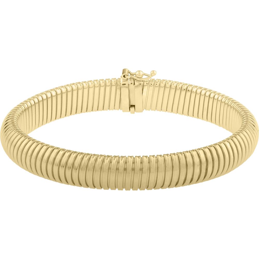 14K Yellow Gold 9mm Tubogas Bracelet with Box and Figure-8 Clasp - 7.25" by Orozza Fine Jewelry