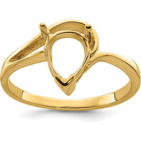 14K Yellow Gold 9x6mm Pear Gemstone Ring Mounting with Polished Band by Monteluci Fine Jewelry