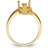 14K Yellow Gold 9x6mm Pear Gemstone Ring Mounting with Polished Band by Monteluci Fine Jewelry