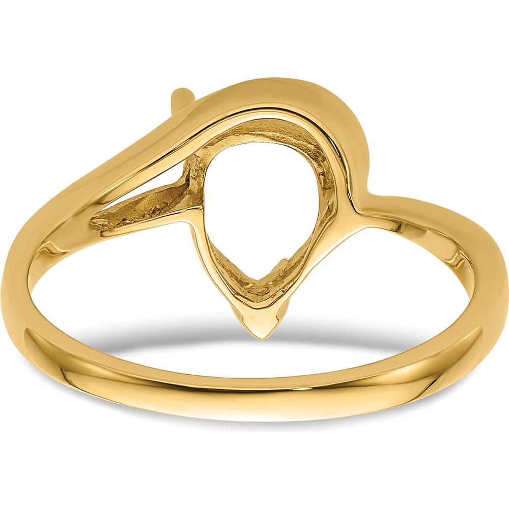 14K Yellow Gold 9x6mm Pear Gemstone Ring Mounting with Polished Band by Monteluci Fine Jewelry