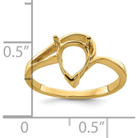 14K Yellow Gold 9x6mm Pear Gemstone Ring Mounting with Polished Band by Monteluci Fine Jewelry