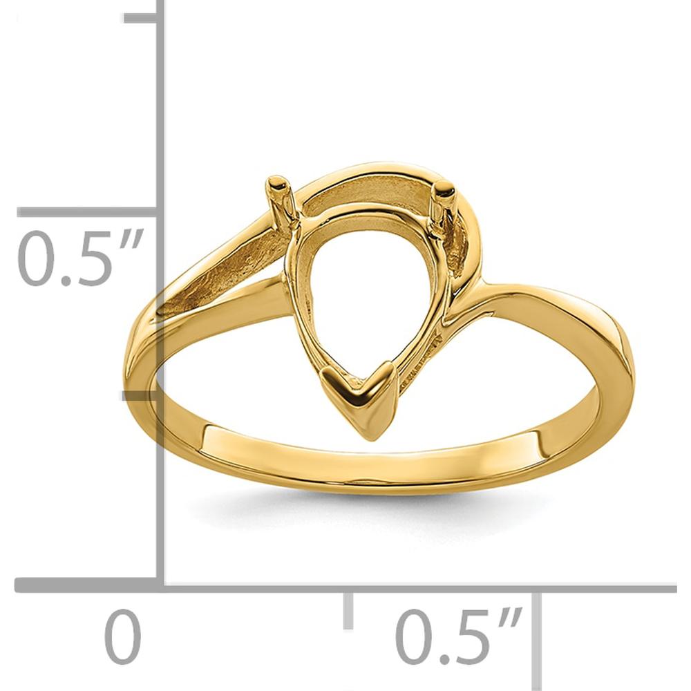 14K Yellow Gold 9x6mm Pear Gemstone Ring Mounting with Polished Band by Monteluci Fine Jewelry