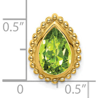 14K Yellow Gold 9x6mm Pear Peridot Beaded Edge Chain Slide - 1.5 Carat Total Gem Weight by Lumare Gioia