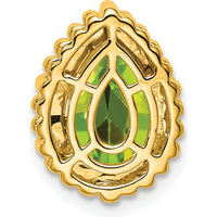 14K Yellow Gold 9x6mm Pear Peridot Beaded Edge Chain Slide - 1.5 Carat Total Gem Weight by Lumare Gioia
