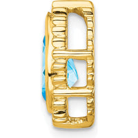 14K Yellow Gold 9x6mm Pear Swiss Blue Topaz Beaded Edge Chain Slide - 1.5 Carat Total Gem Weight by Lumare Gioia
