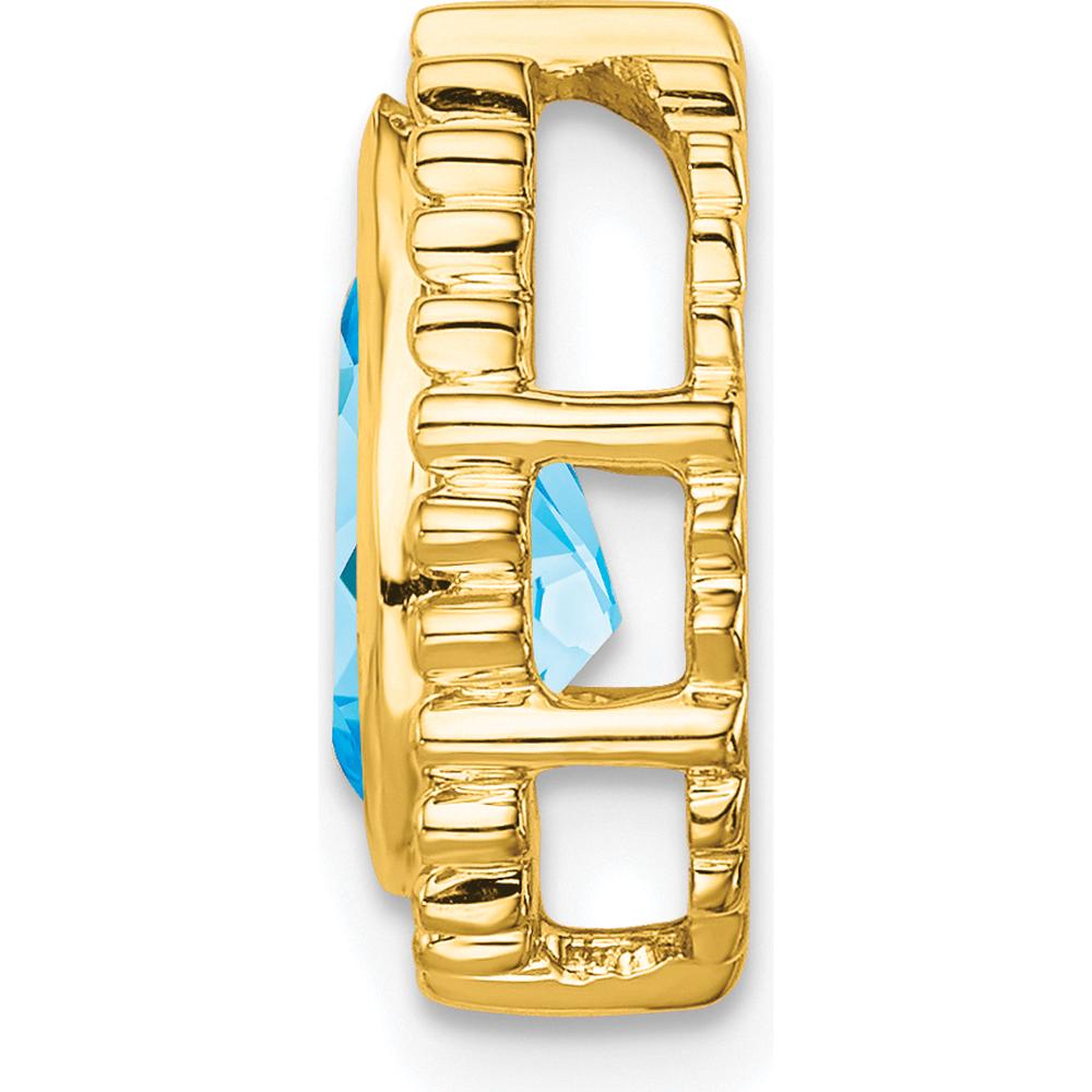 14K Yellow Gold 9x6mm Pear Swiss Blue Topaz Beaded Edge Chain Slide - 1.5 Carat Total Gem Weight by Lumare Gioia