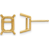 14K Yellow Gold 9x7mm Octagon Earring Mountings for Custom Gemstones - Sold as a Pair by Monteluci Fine Jewelry