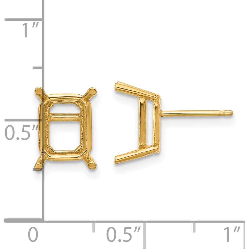 14K Yellow Gold 9x7mm Octagon Earring Mountings for Custom Gemstones - Sold as a Pair by Monteluci Fine Jewelry
