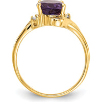 14K Yellow Gold 9x7mm Oval Amethyst Ring with Round Diamonds - 1.60 Carat Amethyst, 0.034 Carat Diamond Total Weight by Monteluci Fine Jewelry