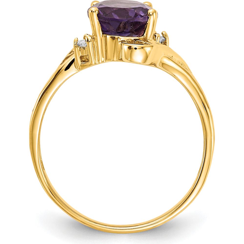 14K Yellow Gold 9x7mm Oval Amethyst Ring with Round Diamonds - 1.60 Carat Amethyst, 0.034 Carat Diamond Total Weight by Monteluci Fine Jewelry