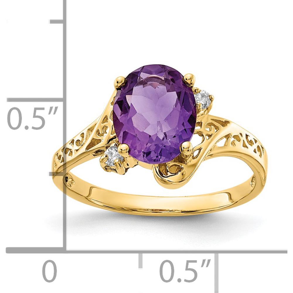 14K Yellow Gold 9x7mm Oval Amethyst Ring with Round Diamonds - 1.60 Carat Amethyst, 0.034 Carat Diamond Total Weight by Monteluci Fine Jewelry