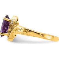 14K Yellow Gold 9x7mm Oval Amethyst Ring with Round Diamonds - 1.60 Carat Amethyst, 0.034 Carat Diamond Total Weight by Monteluci Fine Jewelry