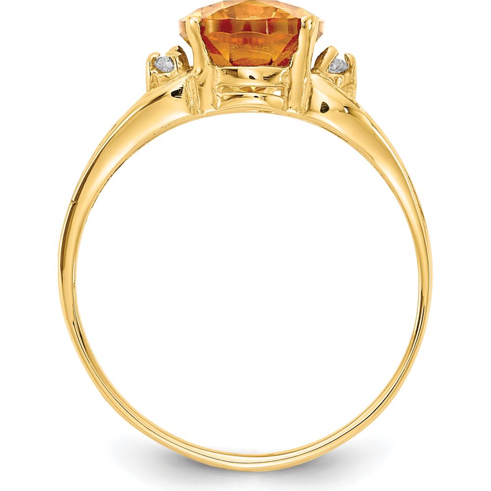 14K Yellow Gold 9x7mm Oval Citrine Ring with Round Diamonds - 1.72 Carat Total Citrine Weight by Monteluci Fine Jewelry