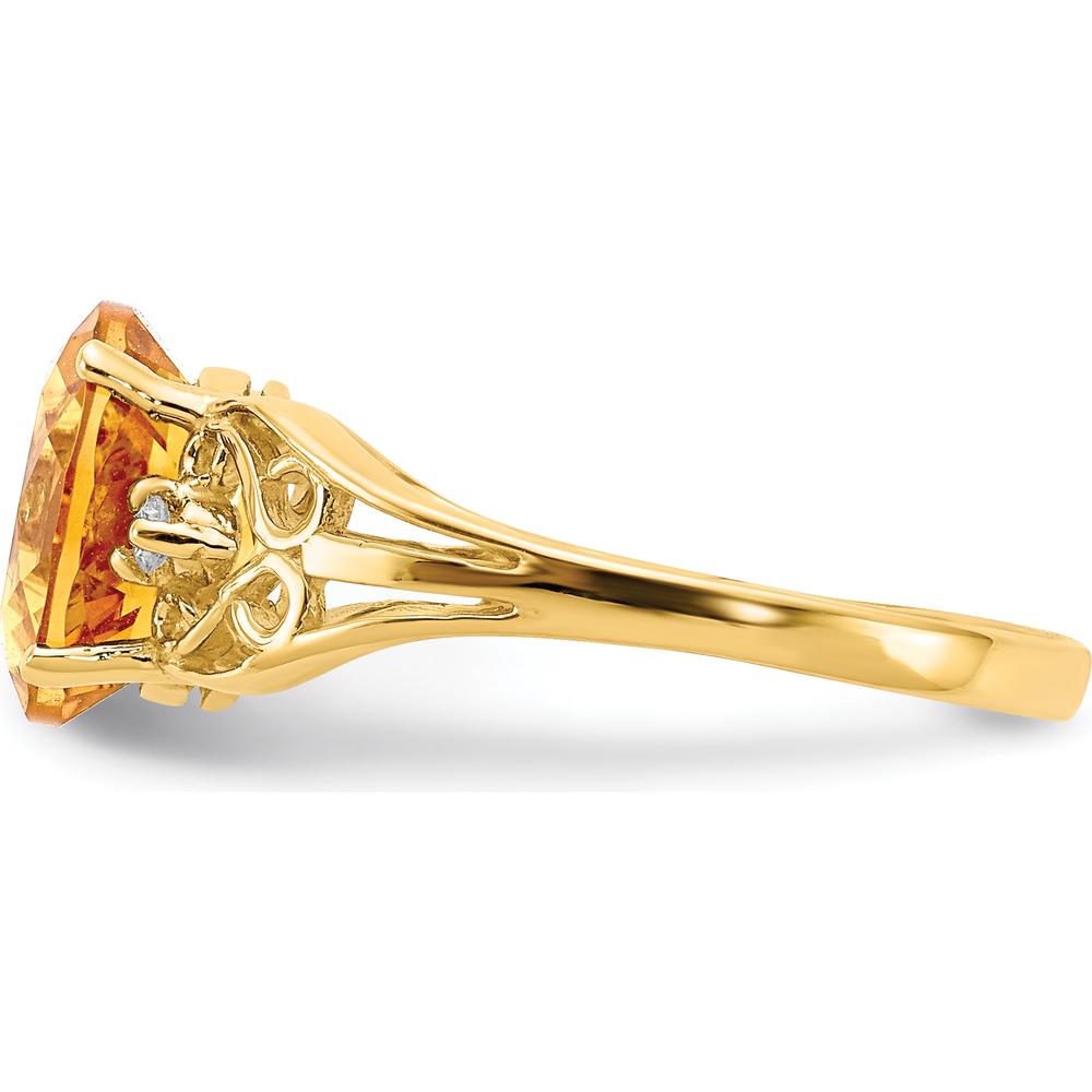 14K Yellow Gold 9x7mm Oval Citrine Ring with Round Diamonds - 1.72 Carat Total Citrine Weight by Monteluci Fine Jewelry