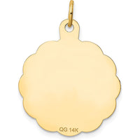 14K Yellow Gold "A Date to Remember" 23mm Engravable Scalloped Disc Charm by Oro Pregiato