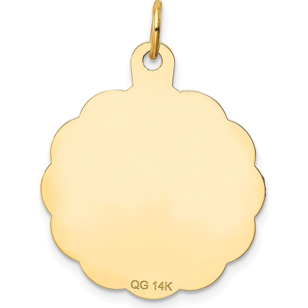 14K Yellow Gold "A Date to Remember" 23mm Engravable Scalloped Disc Charm by Oro Pregiato