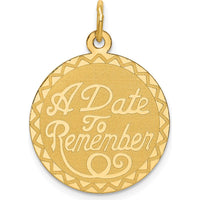 14K Yellow Gold "A Date to Remember" Engravable 19mm Disc Pendant by Oro Pregiato