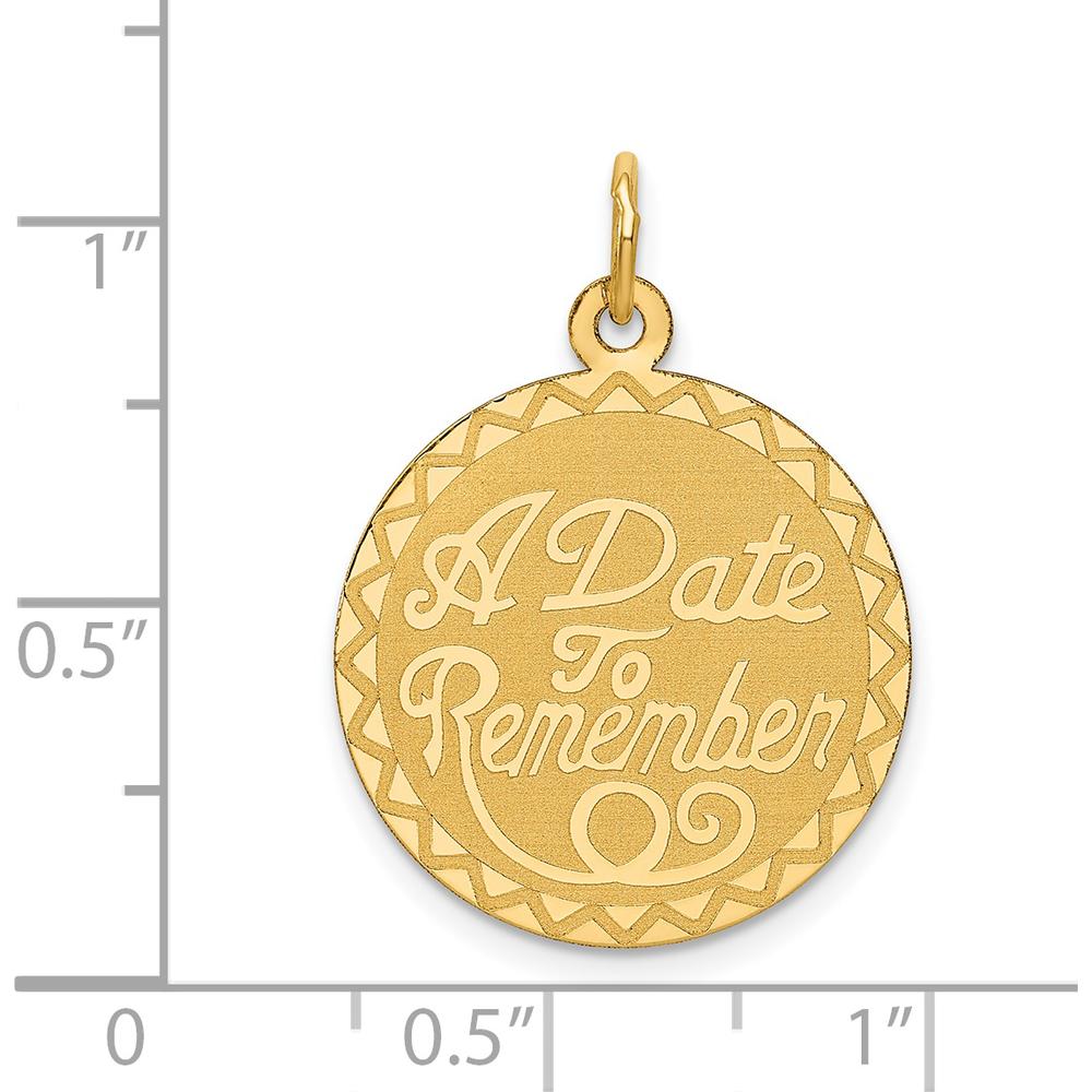 14K Yellow Gold "A Date to Remember" Engravable 19mm Disc Pendant by Oro Pregiato