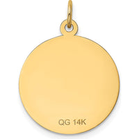 14K Yellow Gold "A Date to Remember" Engravable 19mm Disc Pendant by Oro Pregiato