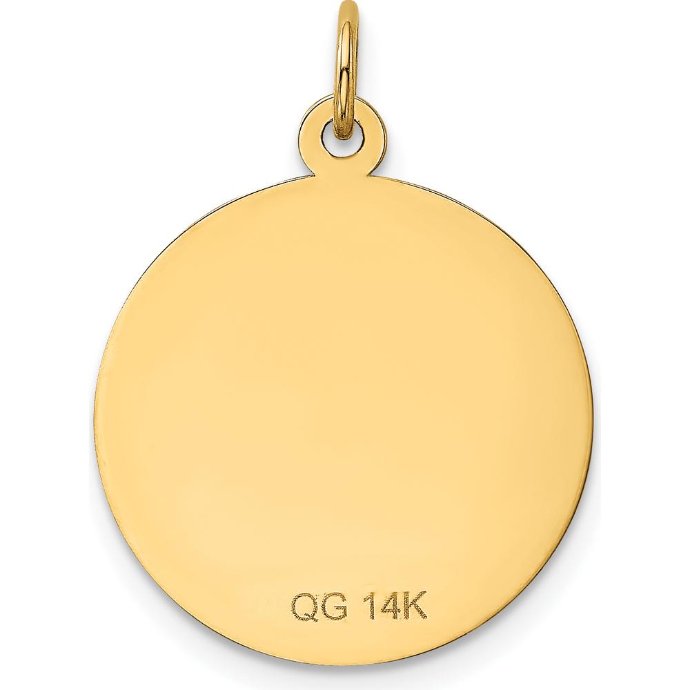 14K Yellow Gold "A Date to Remember" Engravable 19mm Disc Pendant by Oro Pregiato