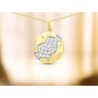 14K Yellow Gold Abstract Globe Pendant with Pavé Set Round Diamonds - 0.50 Carat Total Diamond Weight - Royal Jewelry