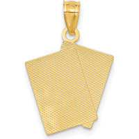 14K Yellow Gold Ace of Hearts and King of Hearts ALL IN! Cards Pendant by Oro Pregiato