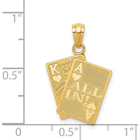 14K Yellow Gold Ace of Hearts and King of Hearts ALL IN! Cards Pendant by Oro Pregiato