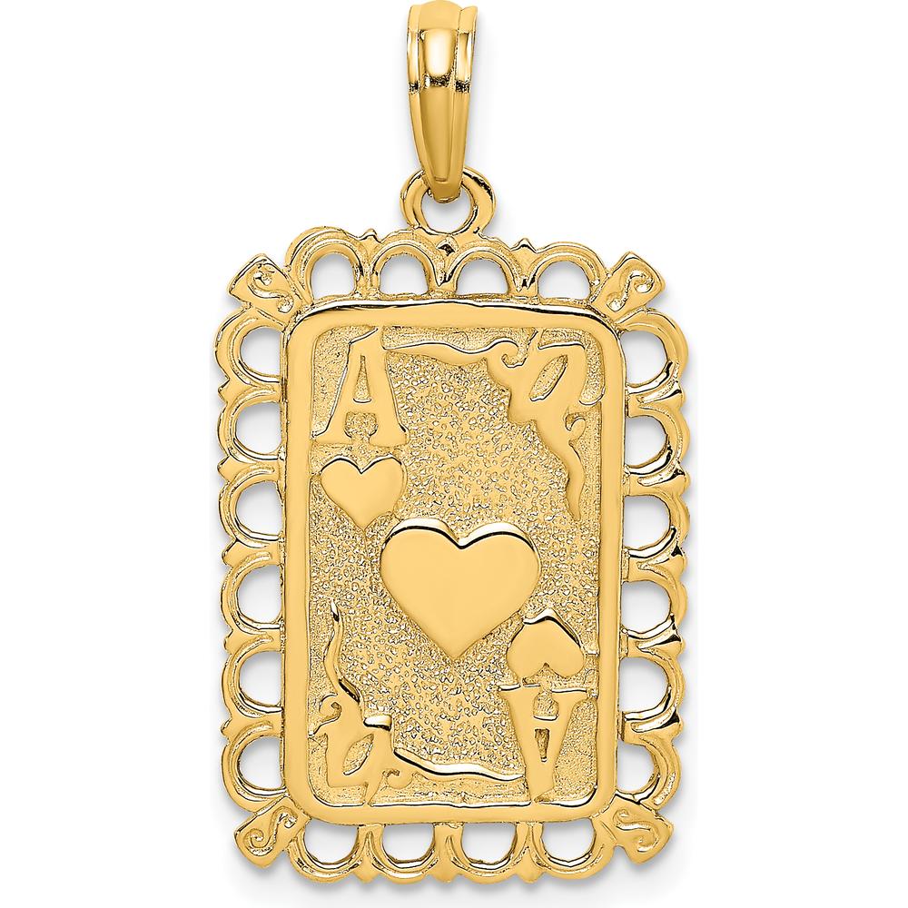 14K Yellow Gold Ace of Hearts Playing Card Charm with Textured Finish by Oro Pregiato