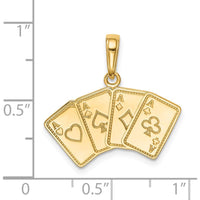 14K Yellow Gold Aces Playing Cards Pendant with Polished Finish - Unique Themed Charm by Oro Pregiato