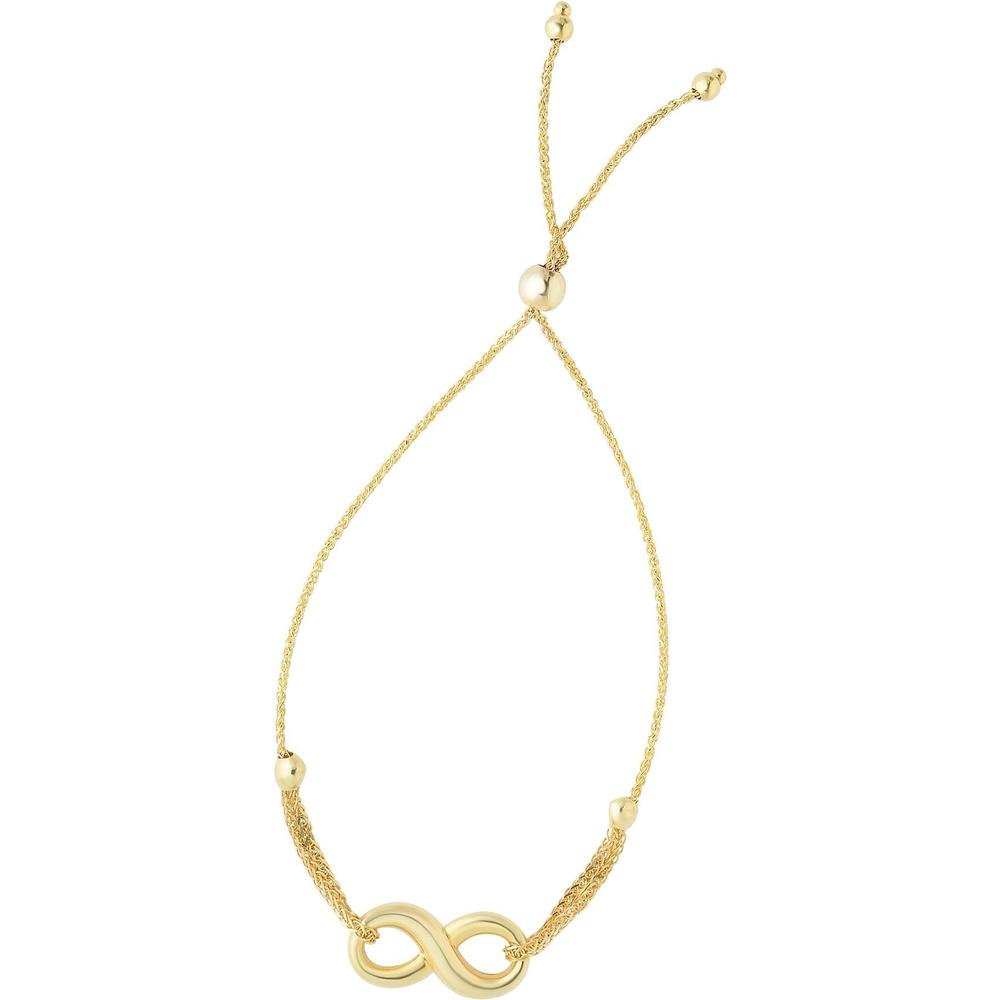 14K Yellow Gold Adjustable Diamond-Cut Infinity Friendship Bracelet - 9.25" by Orozza Fine Jewelry