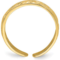 14K Yellow Gold Adjustable Flower with Leaf Trim Toe Ring by 0