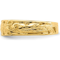 14K Yellow Gold Adjustable Flower with Leaf Trim Toe Ring by 0