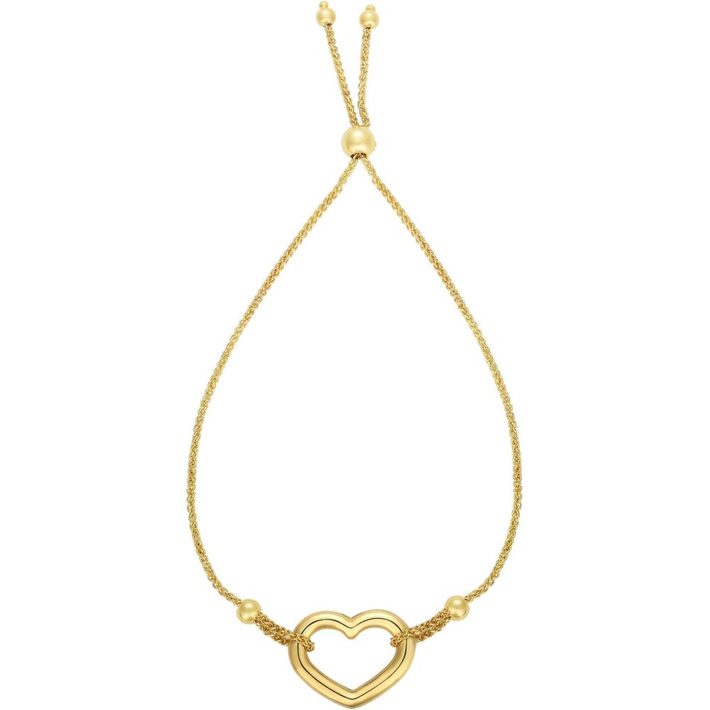 14K Yellow Gold Adjustable Heart Friendship Bracelet - 9.25" by Orozza Fine Jewelry
