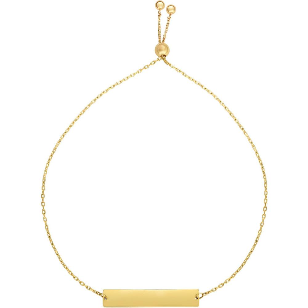 14K Yellow Gold Adjustable ID Friendship Bracelet - 9.25" by Orozza Fine Jewelry