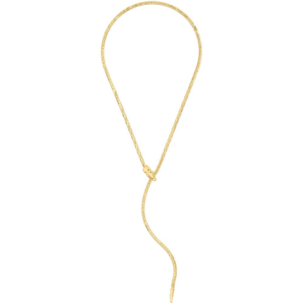 14K Yellow Gold Adjustable Serpent Necklace - 18" with Polished Finish by Orozza Fine Jewelry