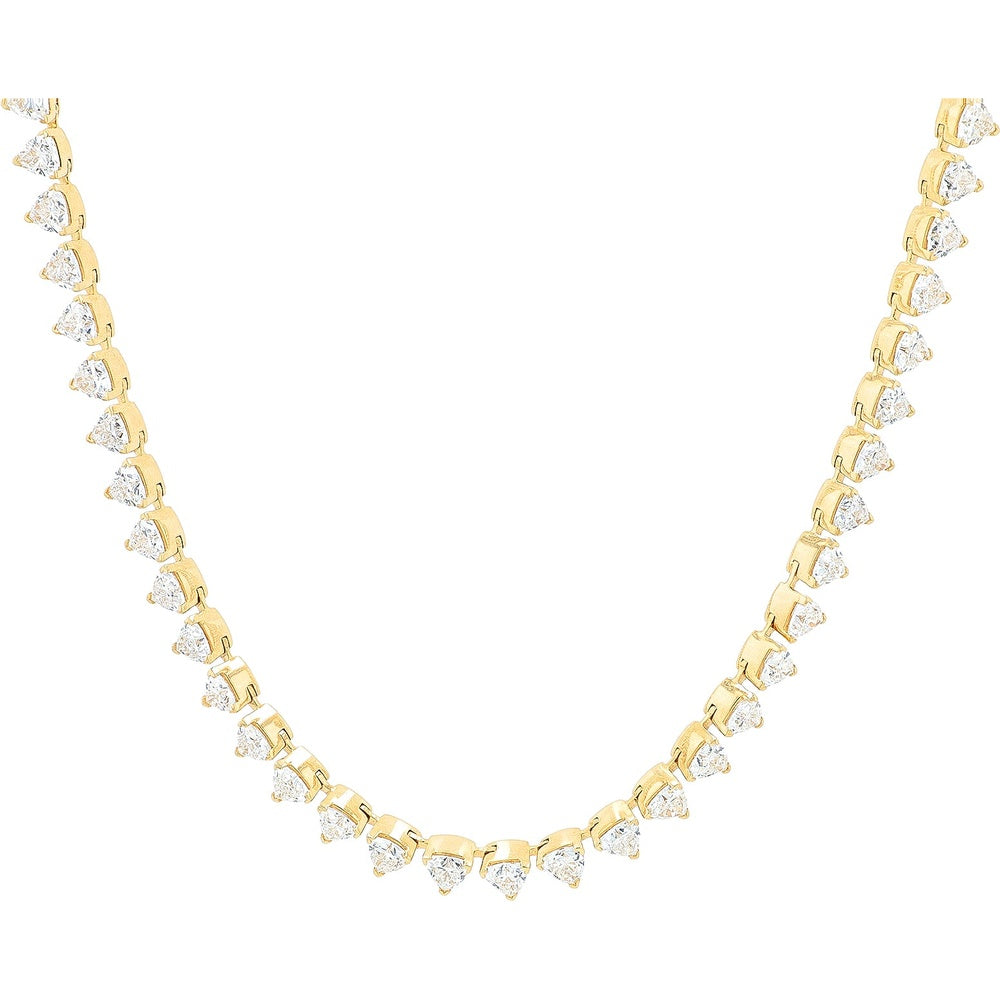 14K Yellow Gold Adjustable Tennis Necklace with Prong-Set Round Lab-Grown Diamonds - 6.84 Carat Total Diamond Weight
