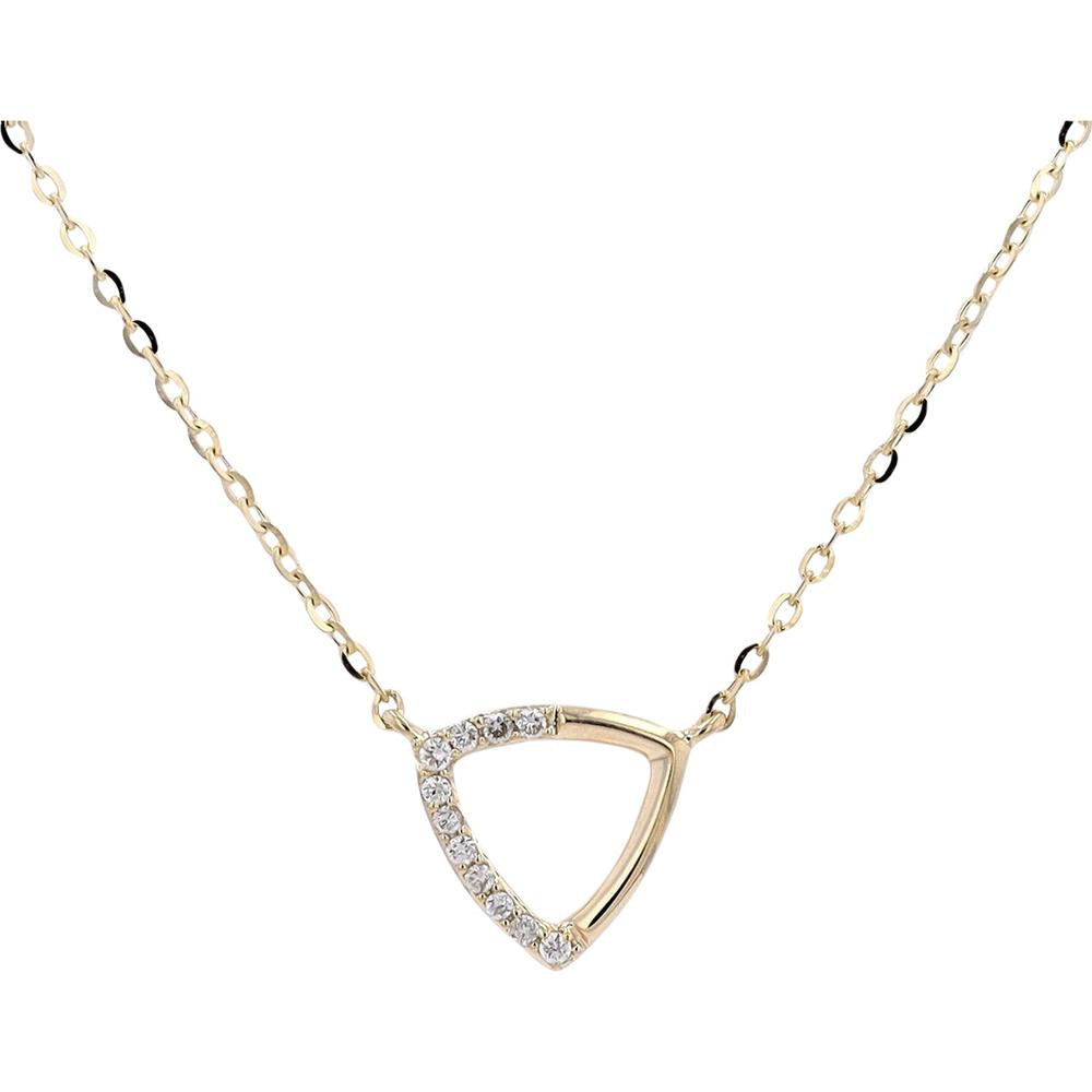 14K Yellow Gold Adjustable Triangle Necklace with Pavé-Set Diamonds - 0.06 Carats Total Diamond Weight