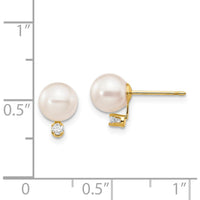 14K Yellow Gold Akoya Pearl and Diamond Post Earrings - 0.06 Carat Total Diamond Weight by Monteluci Fine Jewelry