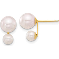 14K Yellow Gold Akoya Saltwater Cultured Pearl Button Earrings - 4-5mm and 6-7mm Pearls by Monteluci Fine Jewelry