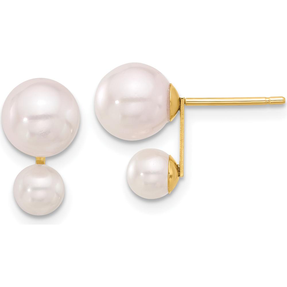 14K Yellow Gold Akoya Saltwater Cultured Pearl Button Earrings - 4-5mm and 6-7mm Pearls by Monteluci Fine Jewelry